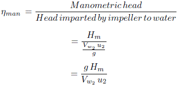 manometric efficiency formula of centrifugal pump